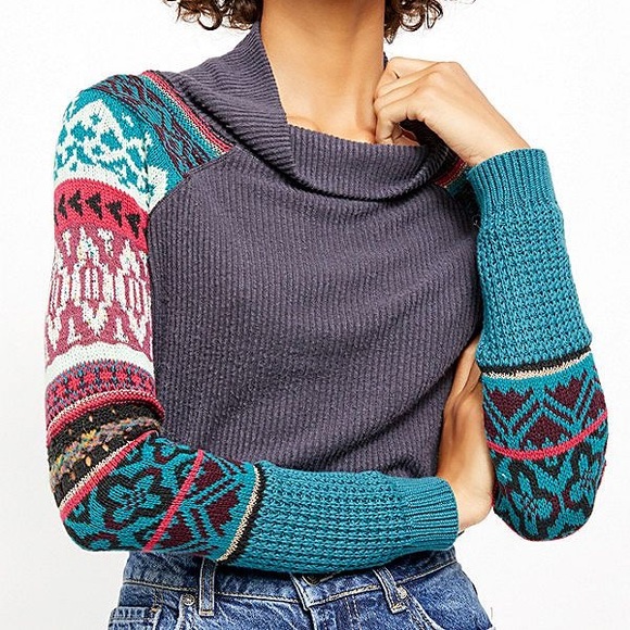 NWT Free People Prism Sweater Sleeve Top XS - Picture 2 of 6